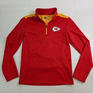KANSAS CITY CHIEFS NFL MENS SZ S JACKET  1/4 ZIP PULLOVER RED & YELLOW POLYESTER
